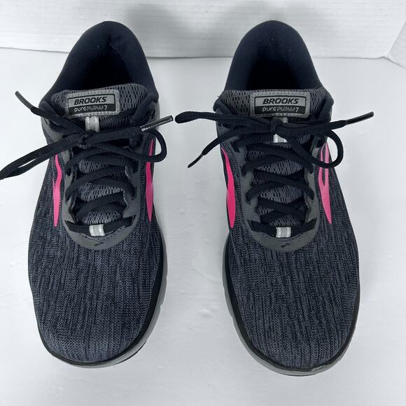 Brooks Pure Flow 7 Running Sneaker Shoes Womens US 10.5 B Black Lace-Up Low Top - Picture 4 of 15
